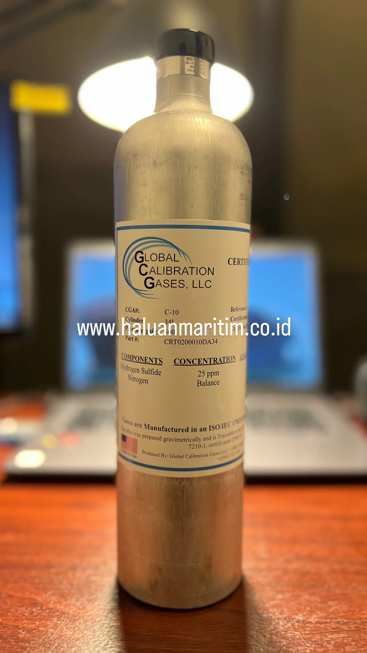 SPAN GAS 25 PPM HYDROGEN SULFIDE NITROGEN BALANCE 34 LITER