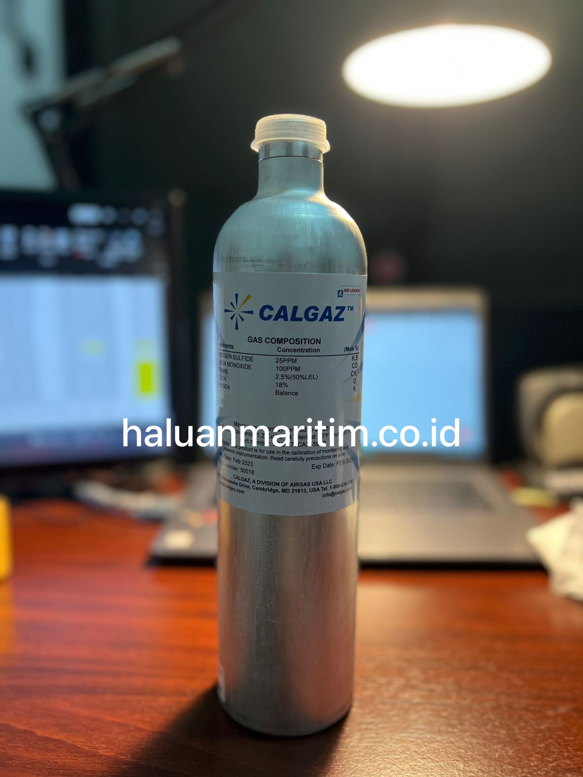 CALGAZ CALIBRATION GAS / SPAN GAS 25PPM H2S 100PPM CO 2.5% (50%LEL) METHANE CH4 18% O2 BALANCE N2 34 LITER FOR HONEYWELL BW GAS DETECTOR