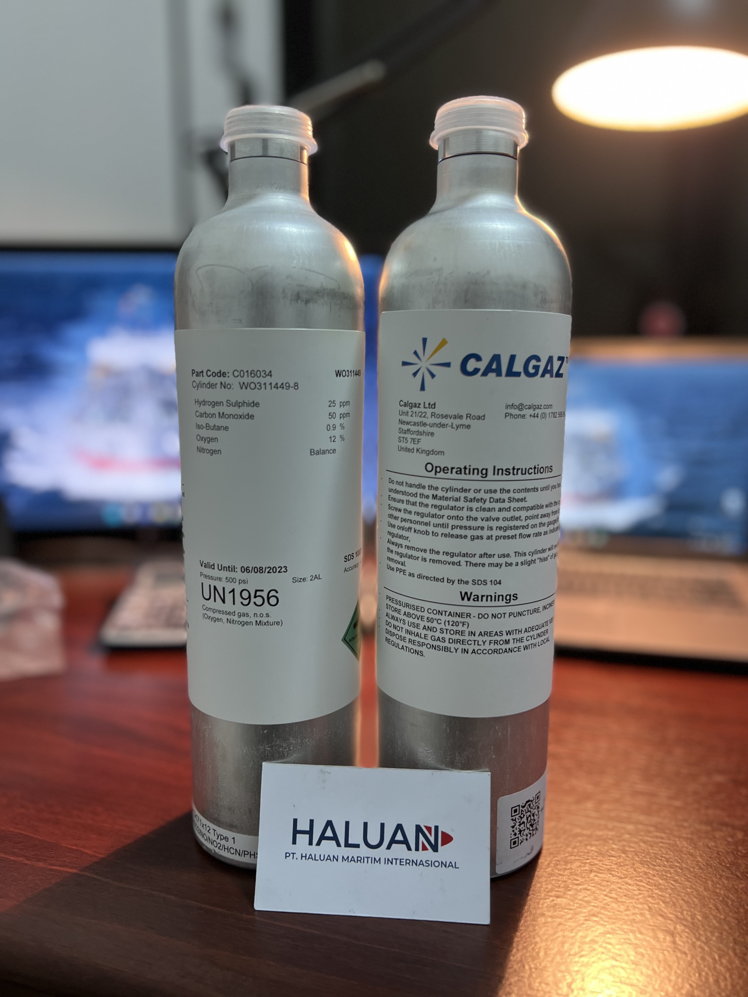 GAS KALIBRASI / SPAN GAS CALGAZ 34 LITER 25PPM H2S/50PPM CO/0.9% ISOBUTANE/12% O2/BALANCE N2