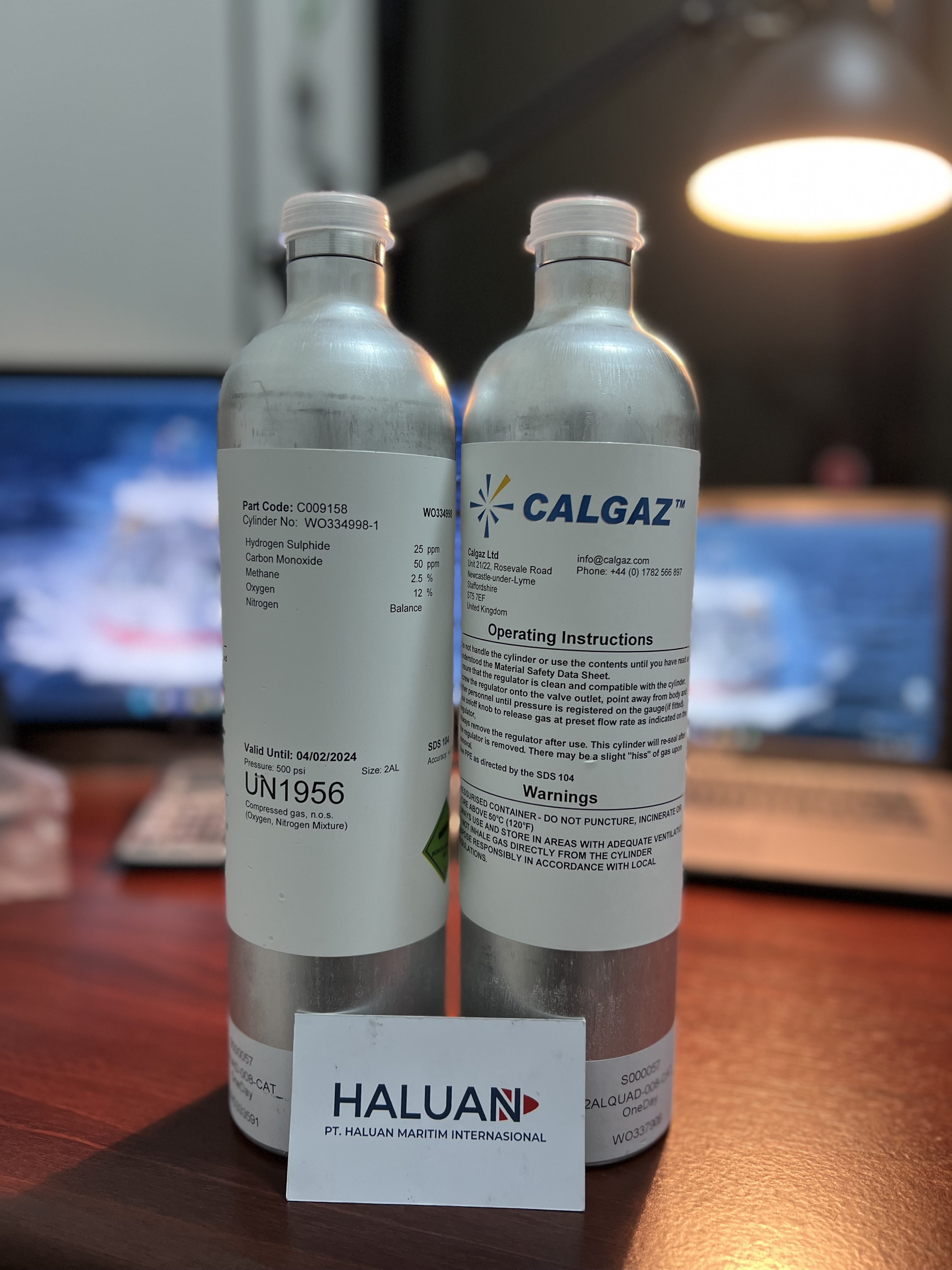 GAS KALIBRASI / SPAN GAS CALGAZ 34 LITER 25PPM H2S/50PPM CO/2.5% METHANE/12% O2/BALANCE N2